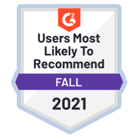 G2 users most likely to recommend in 2021 fall