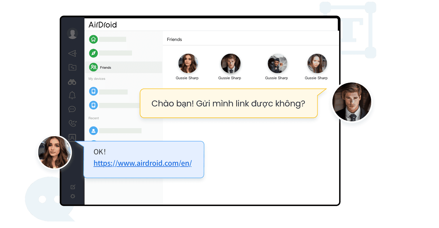 chia sẻ tin nhắn, liên kết, văn bản và khay nhớ tạm giữa các thiết bị