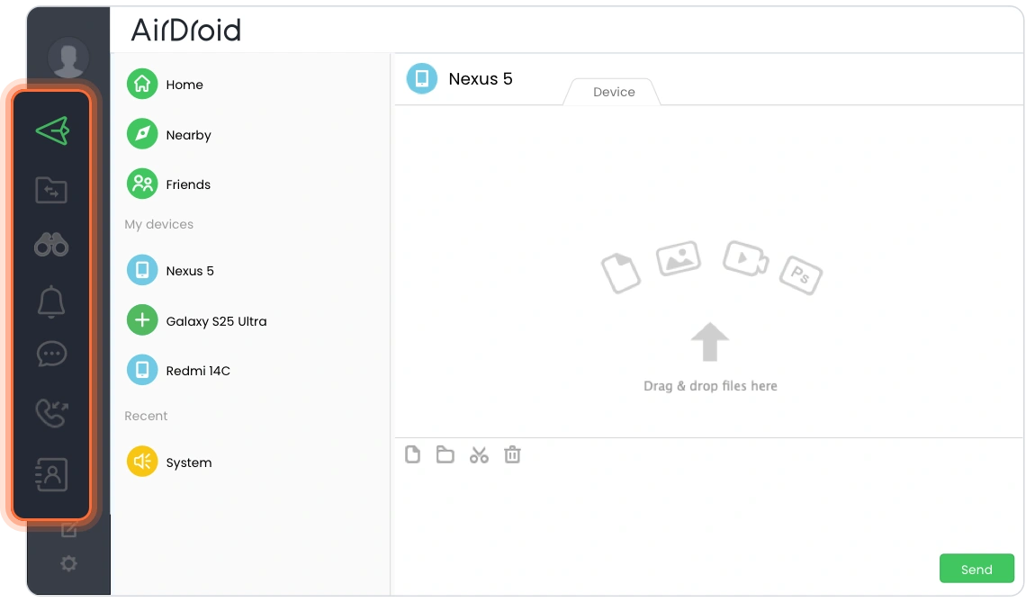 Transferência com AirDroid